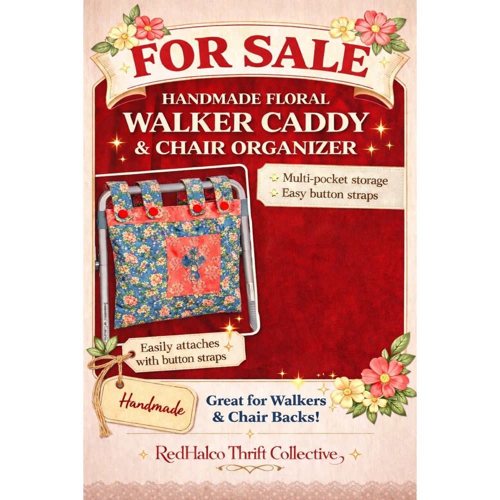 Handmade Floral Walker Caddy | Chair Back Organizer | Mobility Aid Accessory